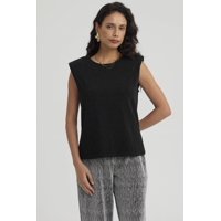 Fashionspark - Polera Mujer Hombreras Abertura Negro