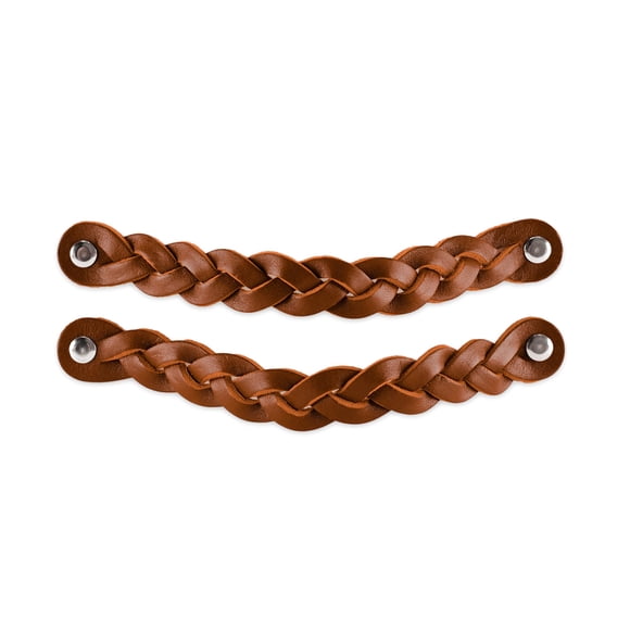 Tiradores de cuero trenzado Brute Strength color cognac, 2 unidades