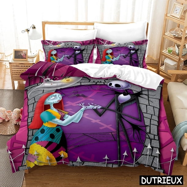 The Nightmare Before Christmas Duvet Cover Set,Nightmare Before Christmas Bedding Set,Cartoon Quilt Cover Polyeste Bed Sheets