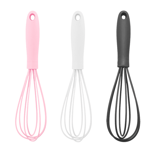 3 mini batidores de silicona de colores premium para cocina: juego de mini batidores, batidor de huevos para revolver y cocinar.