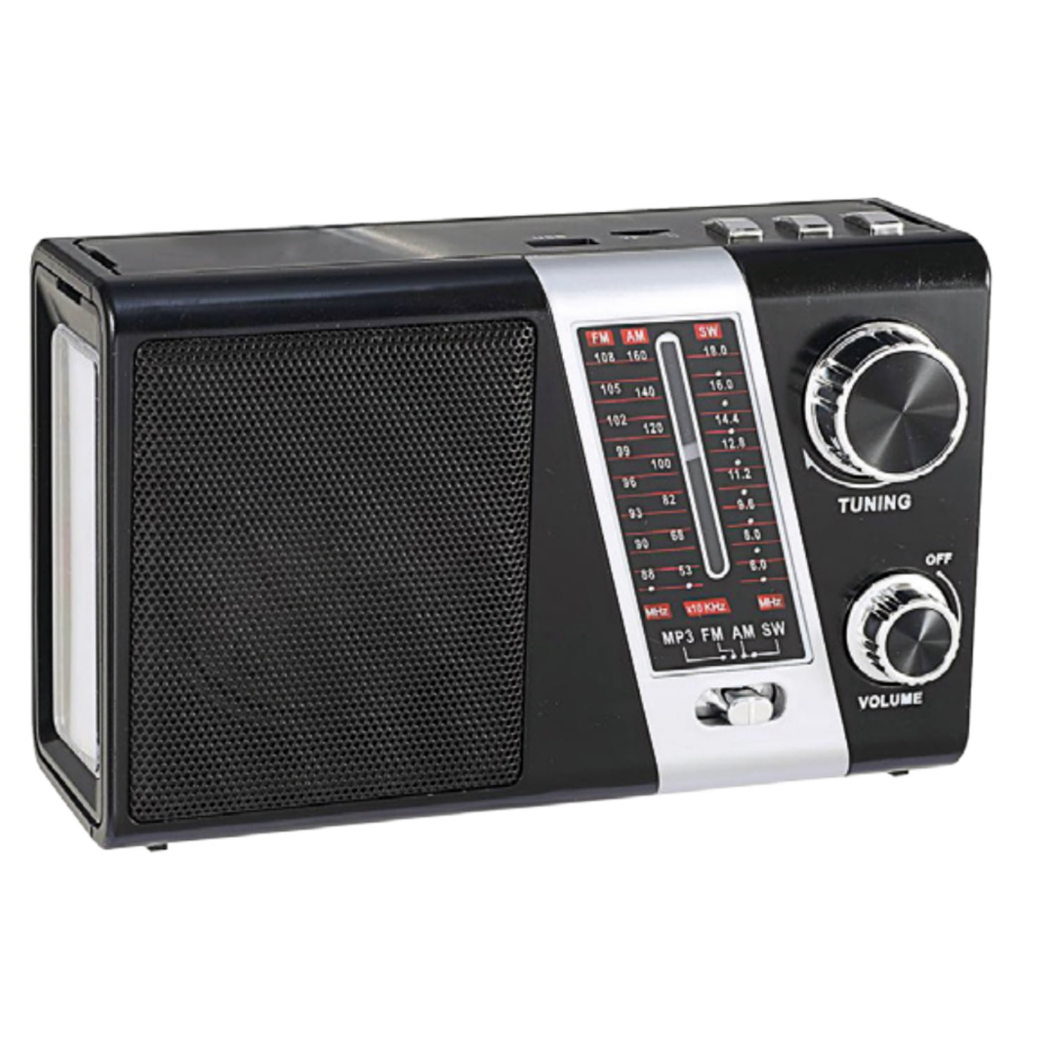 Tecnolab - Radio Portátil Am/fm/sw Con Panel Solar Y Luz - Ps