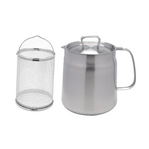 Magideal - Recipiente Para Grasa De Tocino, Freidora, Separador De Aceite De Cocina Tempura Japonés, Cesta Para Freír, Colador De Aceite A Prueba De Fugas, Agarr 2.0L Con Cesta