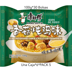 Fideo Instantaneo Kang Shi Fu Sabor A Pollo Con Champiñón 100G*30 Bolsas