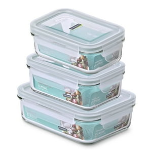 Set 3 Contenedores Hermeticos Rectangulares Vidrio Glasslock