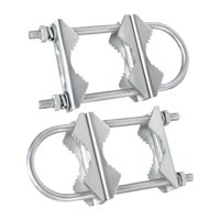 Magideal - 2 Abrazaderas De Mástil De Antena Doble, Soporte De Mordaza En V, Soportes De Montaje De Mástil A Mástil Resistentes Para Sombrillas, Antena Exterior