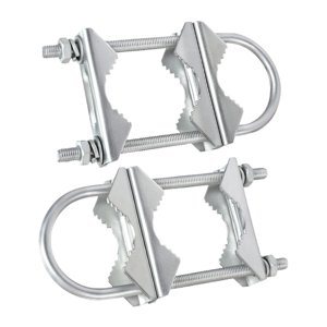 Magideal - 2 Abrazaderas De Mástil De Antena Doble, Soporte De Mordaza En V, Soportes De Montaje De Mástil A Mástil Resistentes Para Sombrillas, Antena Exterior
