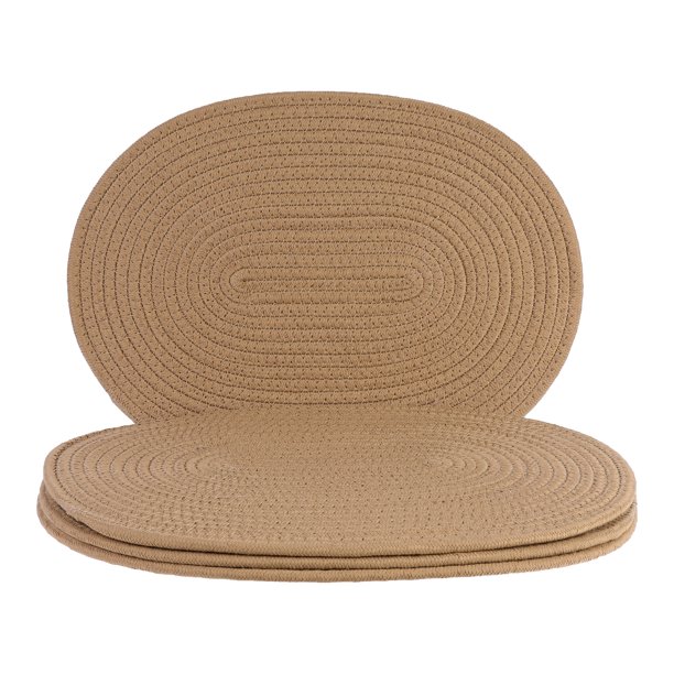 REGALWOVEN Juego de 4 Manteles Individuales de Cuerda de Algodón para Decoración de Mesa de Comedor Estilo Rústico Interior Exterior Limpiar con Paño Marrón 15.5*12in