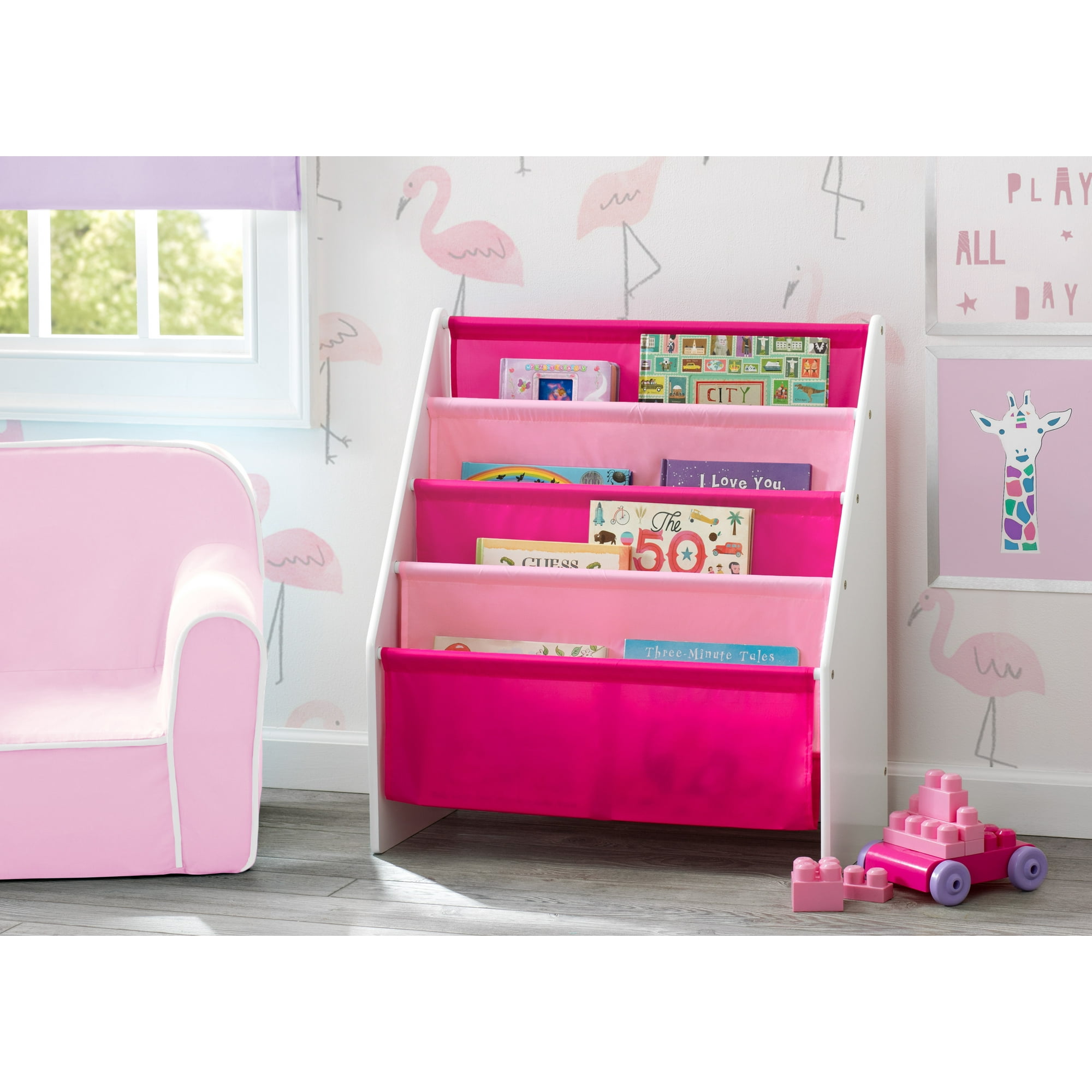 Biblioteca Infantil Para Libros Blanco Y Rosado Delta Children