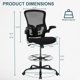 thumbnail image 2 of Silla de dibujo Luckyear, ergonómica, alta, para oficina, negra, 2 of 9