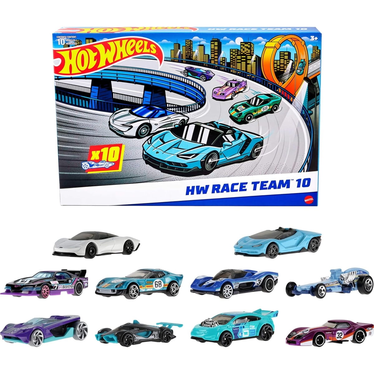 Hot Wheels Pack 10 Autos Juguete 1:64 Modelos Surtidos