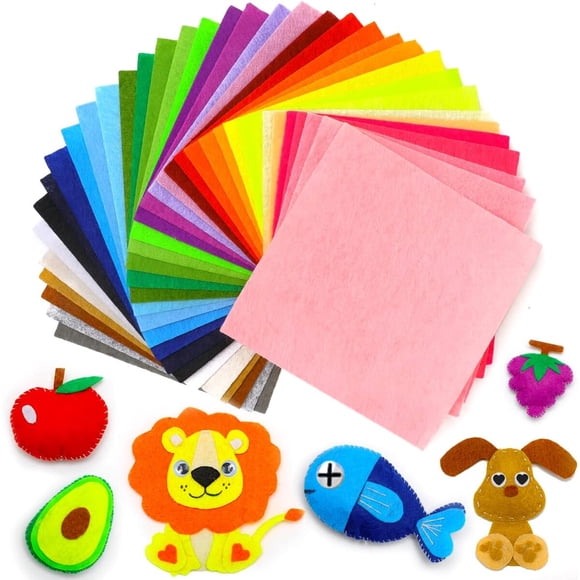 Fieltro IOOLEEM 108 piezas de 10 x 10 cm, 36 colores y 1 mm