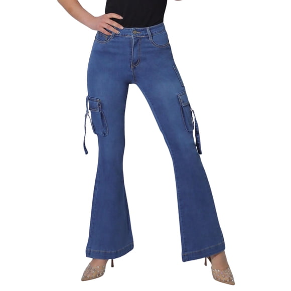 Jeans Mujer Cargo Flare J9048