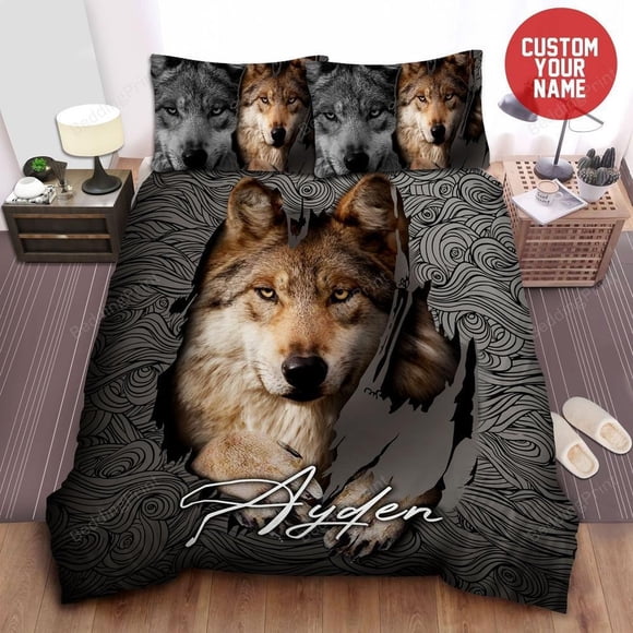 Wolf Broken Personalized Custom Name Quilt Duvet Cover Set Home Textiles Double3-Piece Bedding Set