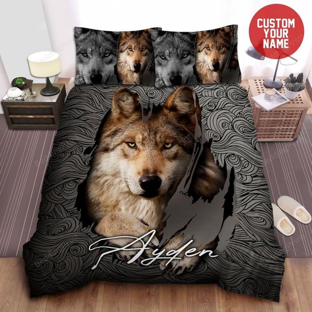 Wolf Broken Personalized Custom Name Quilt Duvet Cover Set Home Textiles Double3-Piece Bedding Set