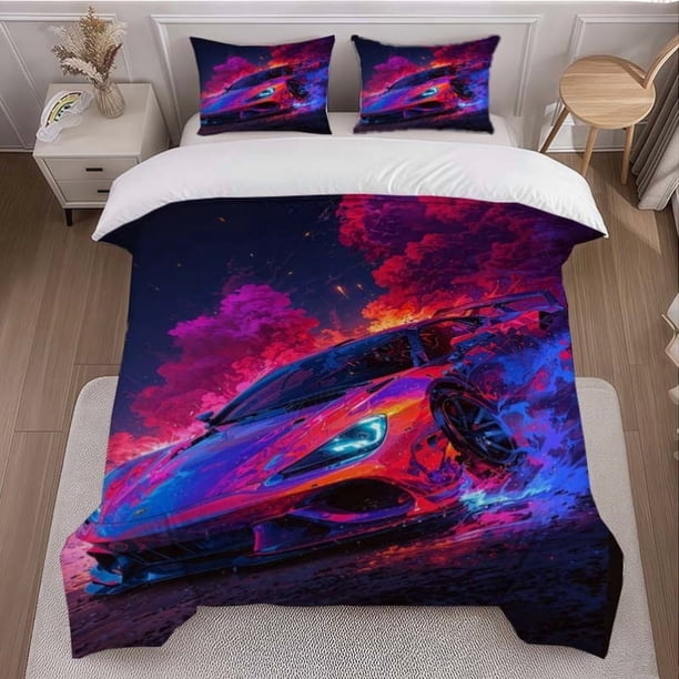 Super Sports Car Glare Theme Bedding Set Soft and Comfortable