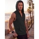 thumbnail image 4 of INSPIRE CHIC Camiseta sin mangas con capucha para hombre, cierre de cremallera, sólida, para entrenamiento muscular, sin mangas, 2XL, negro, 4 of 5