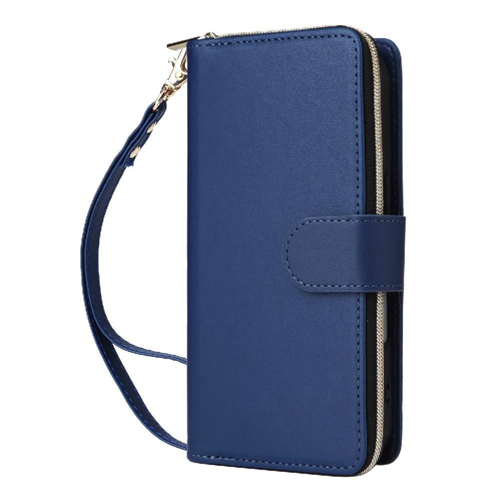 Foxdock - Funda Cartera Con Cremallera Y Correa Para Samsung Galaxy A55 Soporte Y Tarjetero Azul