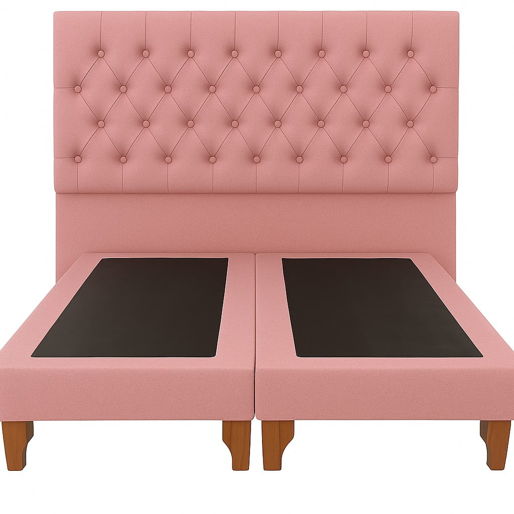 Ethan Desing - Cama 2 Plazas Modelo Capitoné Palo Rosa