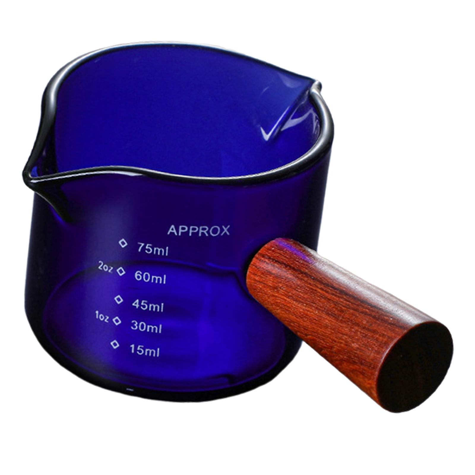 Bothyi - Taza De Espresso De Vidrio Taza De Café De Leche De Doble Boca Taza De Medición De Tiro Azul