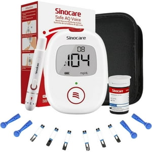 Genérico - Glucometro Safe Aq Voice - Rojo + 50 Tiras + 50 Lancetas Blanco