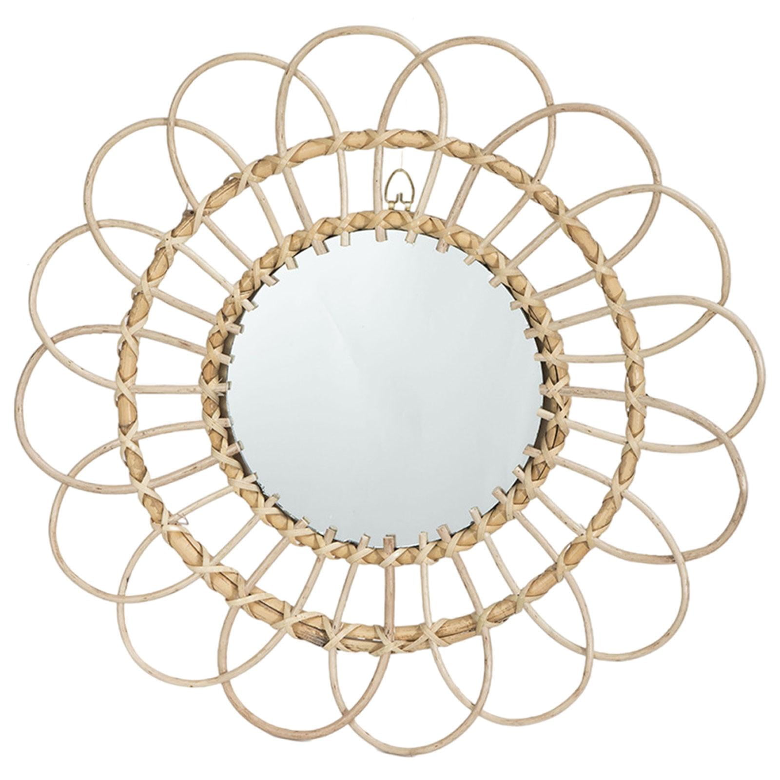 Bothyi - Espejo Redondo De Ratán Para Maquillaje, Espejo Para Colgar En La Pared, Decoración Artística Innovadora, Vestidor