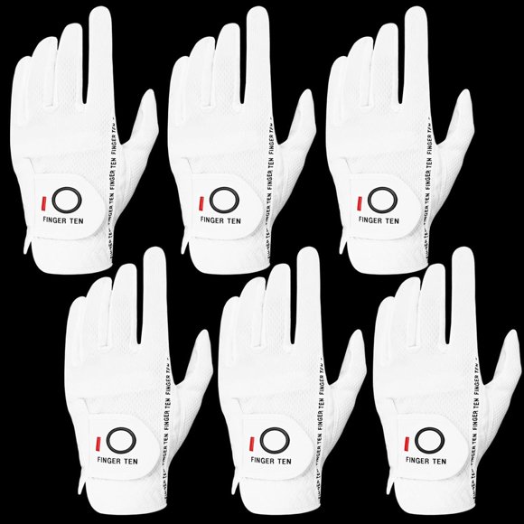 Guantes de Golf FINGER TEN Blanco Talla Grande - Pack de 6