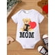 thumbnail image 3 of Baby Boys And Girls Cute "I Love Mom" Bear Short Sleeve Onesie Clothes, 3 of 5