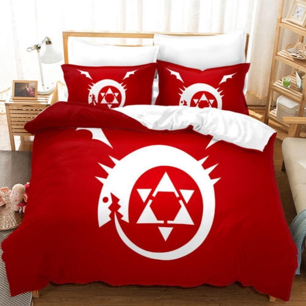 Fullmetal Alchemist E Quilt Duvet Cover Set Home Textiles Queen Soft 3-Piece Bedding Set