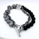 thumbnail image 2 of Pulsera Doble, Cadena Y Piedras, Cierre Ot, Regalo Hombre Negro 8 Cm 20 Cm, 2 of 7