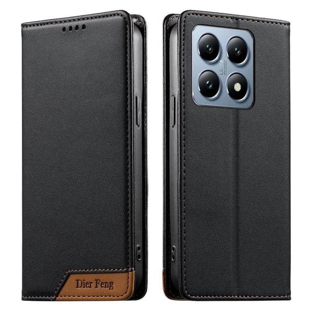 Funda Tipo Cartera de Cuero Sintético para XIAOMI 14T Pro Bloqueo RFID, con Ranuras para Tarjetas y Bolsillo para Efectivo, Cierre Magnético Fuerte Negro