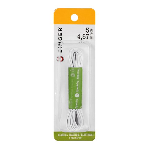 Cordón Elástico Singer 73960 Redondo De 5 Yardas, Blanco