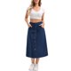 thumbnail image 2 of INSPIRE CHIC Falda de Mujer Regreso a Clases Denim con Botones al Frente Abertura Alta en la Cintura Línea A Bolsillos Midi Faldas de Mezclilla 2XL Azul Oscuro, 2 of 6