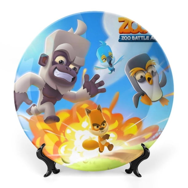 Zoo Battle Arena Plato decorativo de porcelana fina (bone china), plato decorativo de cerámica para hogar, oficina, soporte de pared, platos decorativos para dormitorio - 6 pulgadas (15 cm)