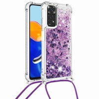 Funda Foxdock Para Xiaomi Redmi Note 11/11S 4G Con Cuerda Ajustable, Brillo Líquido, Protección Antigolpes Y Lente – Ideal Para Regalo