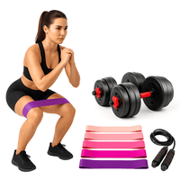 Linea Sport - Pack De Mancuernas 15Kg Con Cuerda De Salto Y Bandas Elásticas