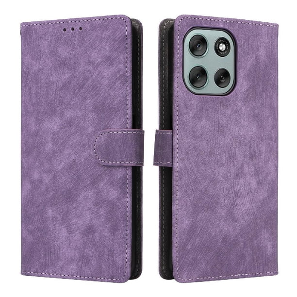 Funda Billetera para Motorola Moto G56 5G con Soporte - Cartera de Cuero con Ranuras Morado