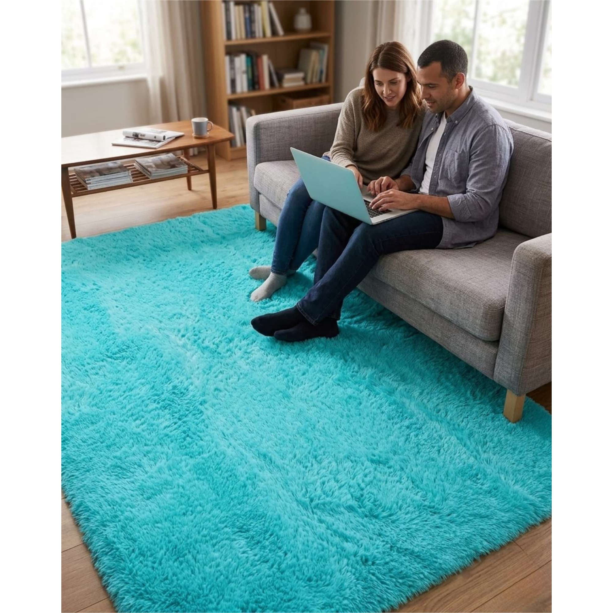 Mylhogar - Alfombra Shaggy Peluda Extra Suave Verano / Invierno 240 X 200 Cm