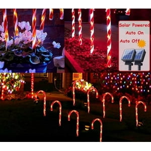 Aladdins Shop - Pack 5 Bastones De Navidad Decoracion Navideña Estaca Solar 50 Cm