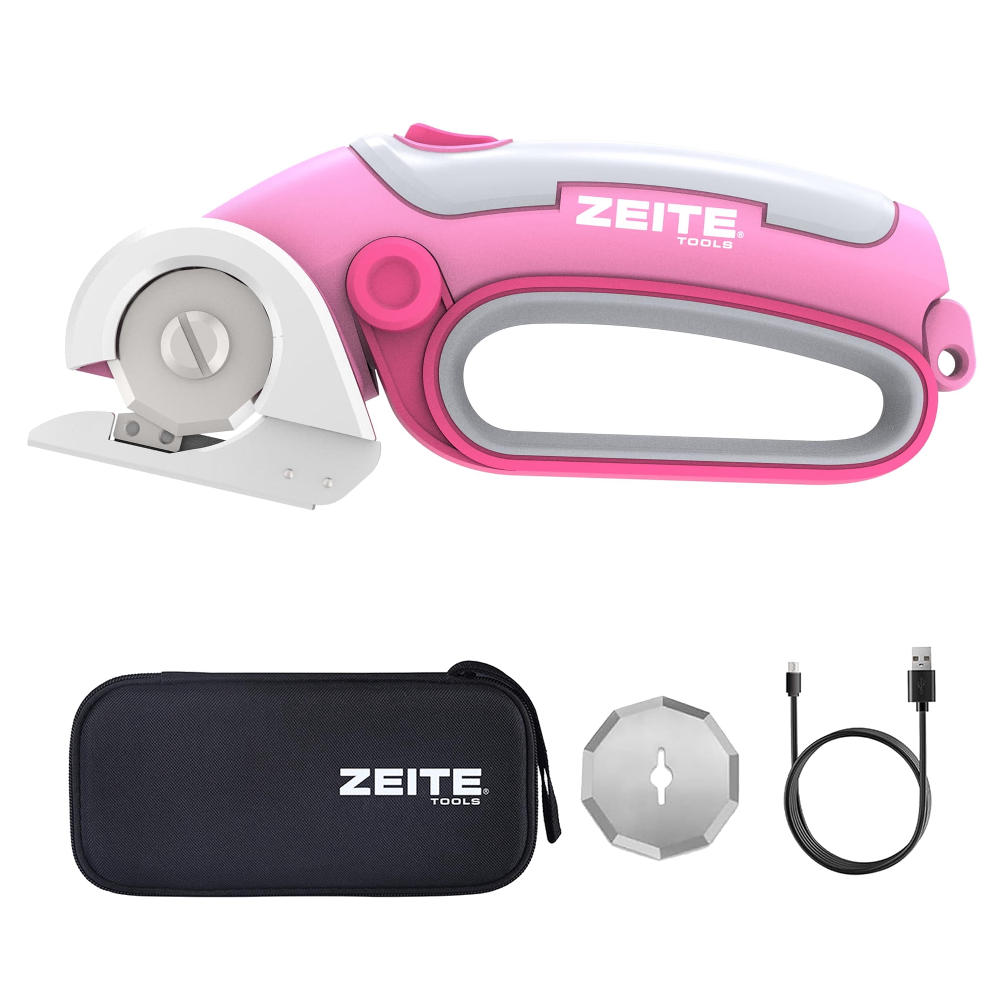 Zeite - Tijeras Eléctricas Inalámbricas 4v Max Con Cuchillas Y Funda Color Rosa