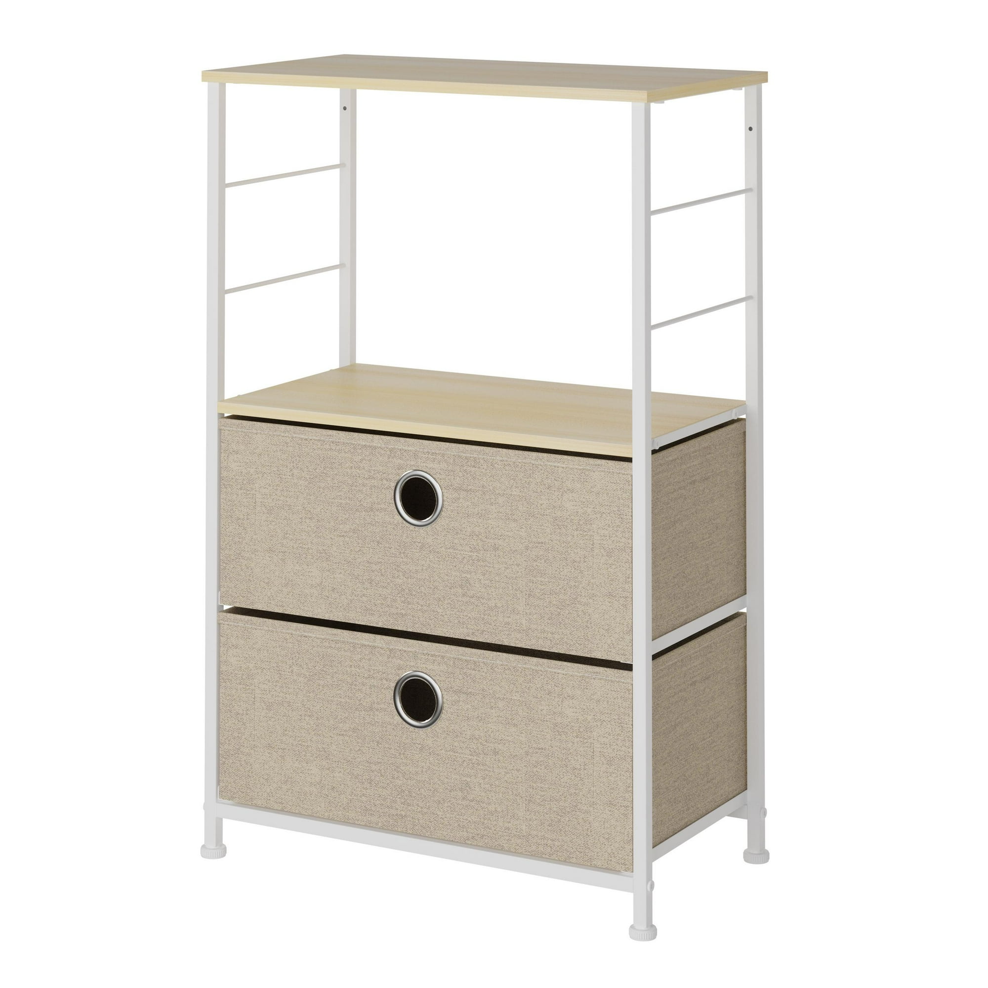 Topmarket - Comoda De 2 Cajones Metalica Beige Lino Mdf