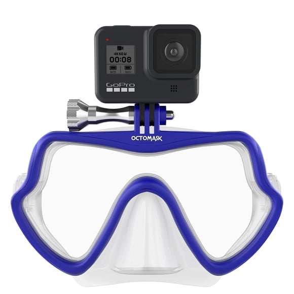 Máscara de buceo OCTOMASK con soporte GoPro azul sin marco