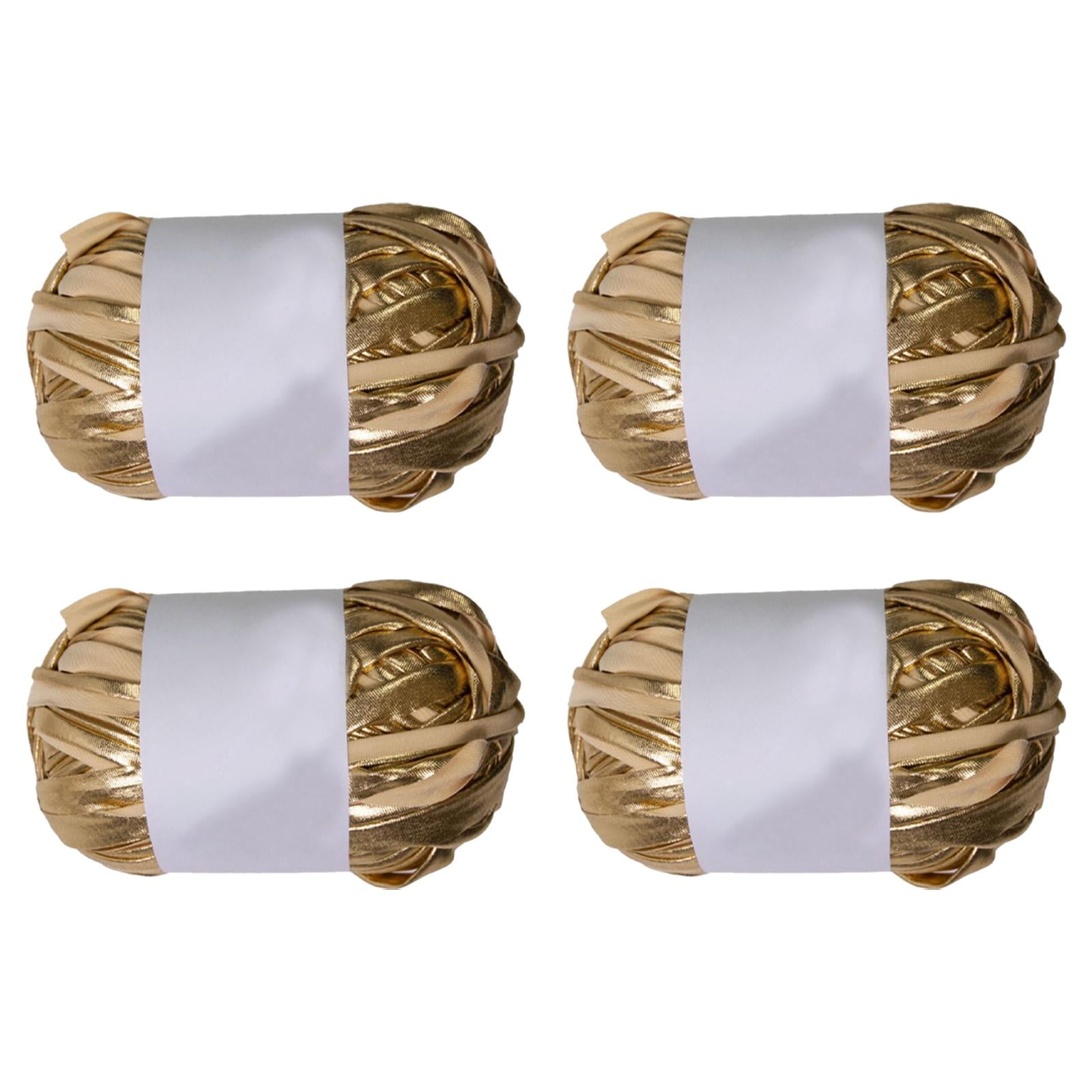Magideal - 4 Piezas De Hilo De Camiseta Metálico, Hilo De Punto, Hilo De Tela Elástico Brillante, Hilo De Poliéster Para Hacer Bolsos, Alfombras, Decoración Del Oro