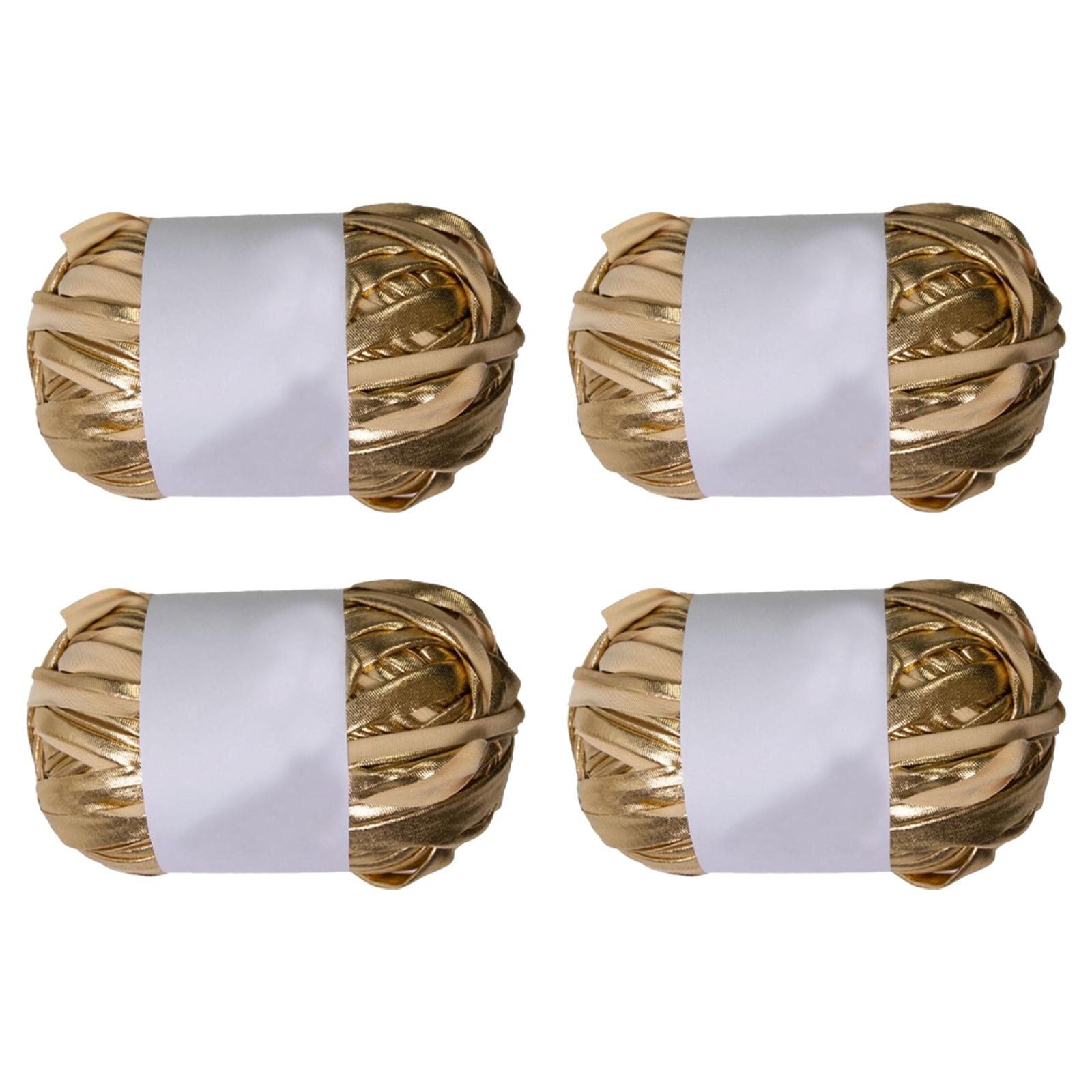 Magideal - 4 Piezas De Hilo De Camiseta Metálico, Hilo De Punto, Hilo De Tela Elástico Brillante, Hilo De Poliéster Para Hacer Bolsos, Alfombras, Decoración Del Oro