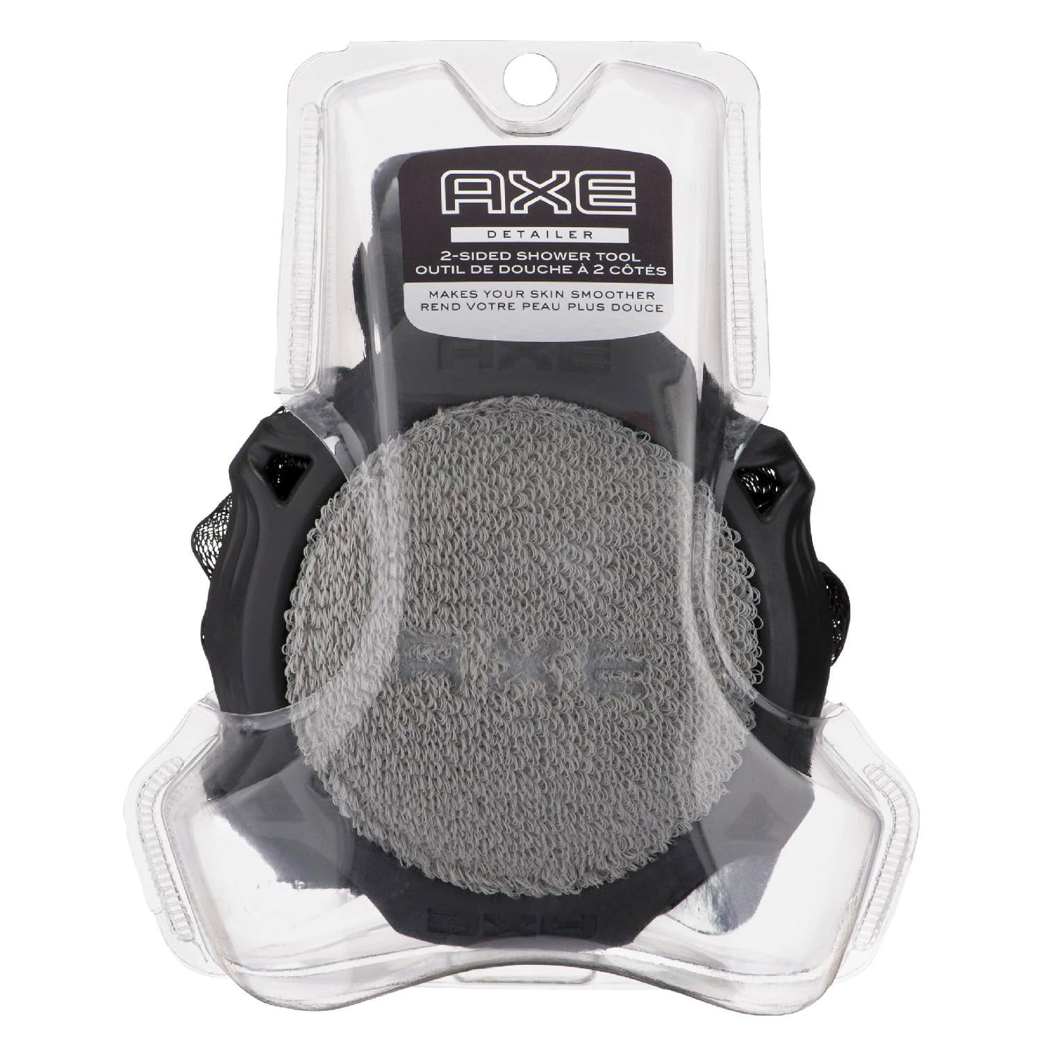 Esponja Exfoliante De Ducha Axe De 2 Caras, Gris, De Malla