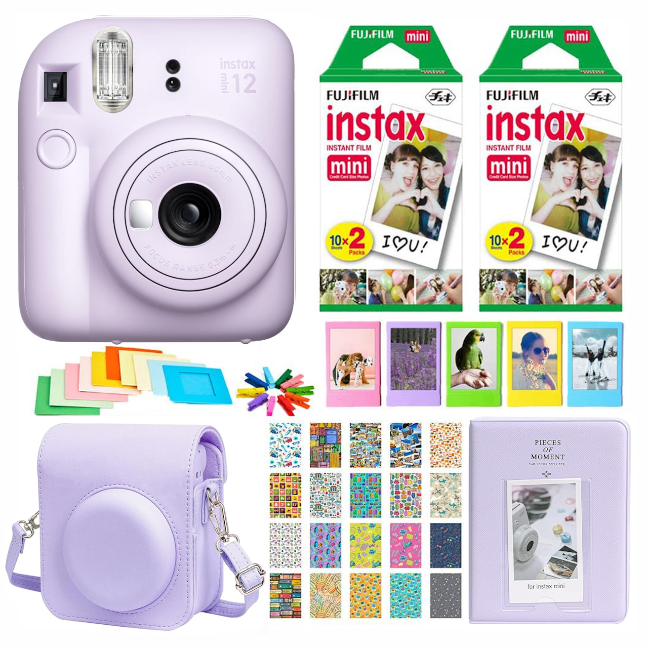 Fujifilm - Set Cámara Instax Mini 12 Lila+40 Películas +accesorios