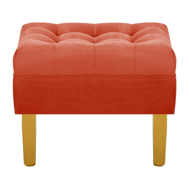 Pouf Wood 1c Felpa 01 Naranjo