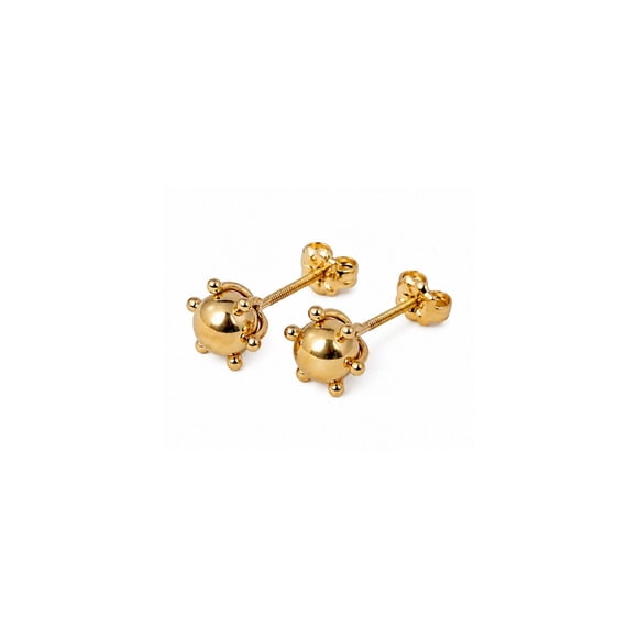 Aros Bolita Pistilo 7mm No4 Oro 18k 2gr Regalo Mujer Dorado
