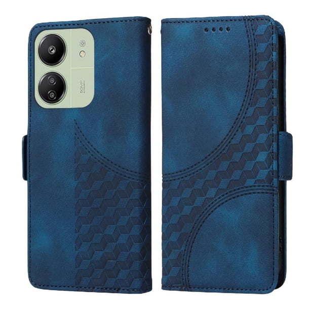 Carcasa FOXDOCK Xiaomi Redmi 13C 5G de cuero PU, diseño acolchado clásico, protección contra caídas y rayones