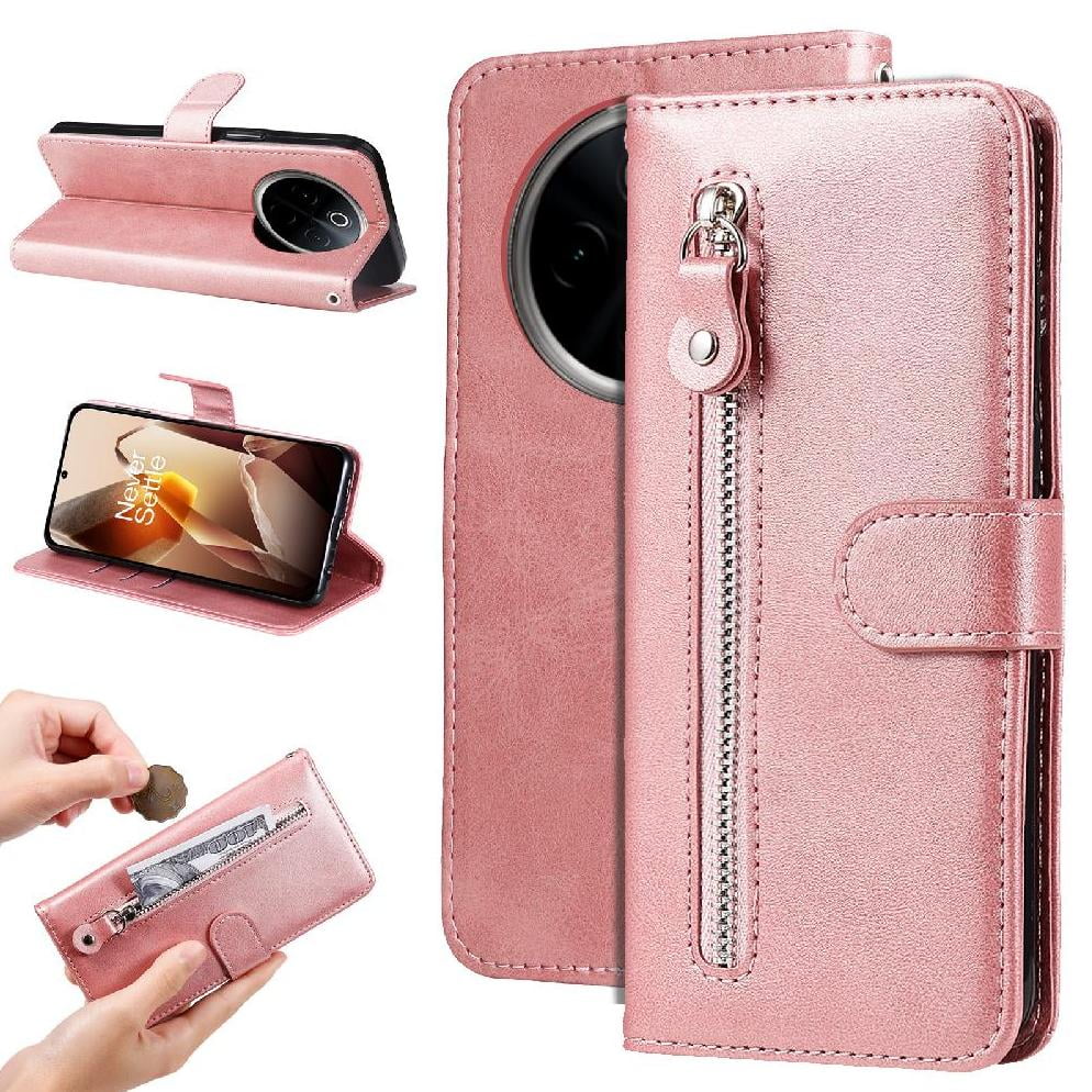 Gangxun - Funda Con Cremallera Para Oneplus 13, Carcasa Cartera De Cuero Pu Con Soporte Y Tarjetero