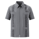 thumbnail image 1 of Camisa de manga corta con cremallera para hombre, camiseta informal de algodón con cremallera para playa y bolsillo., 1 of 5